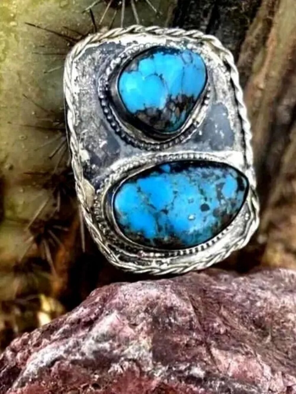 Rodeo, Cowboy, Gem Morenci Turquoise, Old Pawn, Navajo, Bennett, Bolo Slide